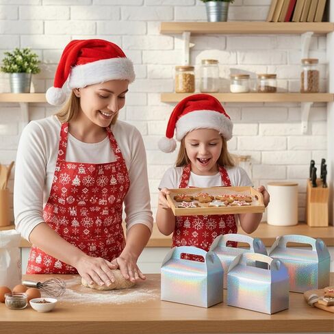 ADLABLD 48pcs Rainbow Gable Party Favor Boxes Iridescent Gable Treat Boxes Holographic Gift Bags Shiny Goodie Box for Candy Snacks Cookie, Birthday Wedding Christmas Supplies in Saudi Arabia