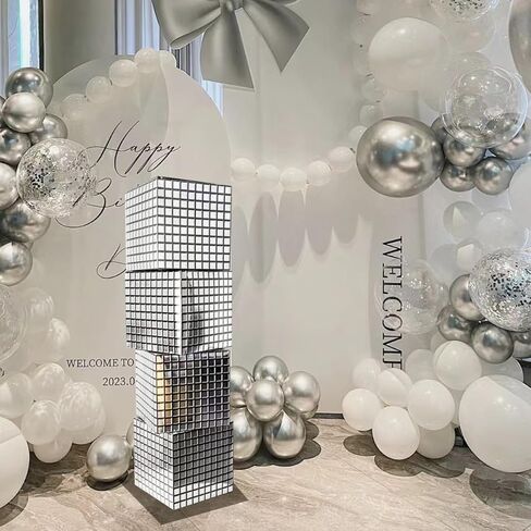 Balloon Boxes，4 Pcs Disco Style Cube Paper Boxes for Party Decoration，Holiday Party Decor Square Boxes, Event Celebration Scene Props in Saudi Arabia