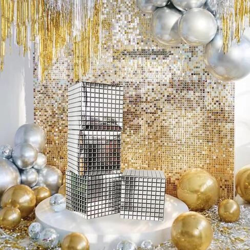 Balloon Boxes，4 Pcs Disco Style Cube Paper Boxes for Party Decoration，Holiday Party Decor Square Boxes, Event Celebration Scene Props in Saudi Arabia