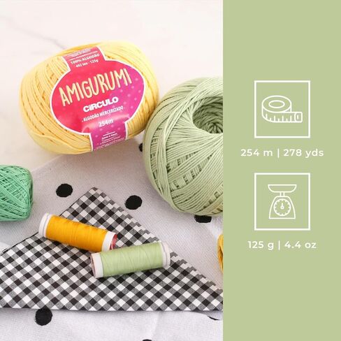 Circulo Amigurumi Yarn, 100% Mercerized Brazilian Virgin Cotton - Cotton Yarn for Crocheting and Knitting, Soft Yarn, Yarn Art - Sport Weight Yarn, 4.4 oz, 278 yds - Color 3402 - Circulo Red in Saudi Arabia