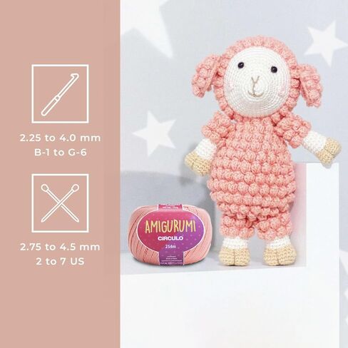 Circulo Amigurumi Yarn, 100% Mercerized Brazilian Virgin Cotton - Cotton Yarn for Crocheting and Knitting, Soft Yarn, Yarn Art - Sport Weight Yarn, 4.4 oz, 278 yds - Color 3402 - Circulo Red in Saudi Arabia