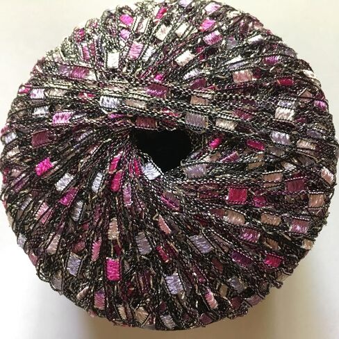 Orchid Glitz Ladder Ribbon Yarn Dark Horse Beautiful #B114 Lilacs Pinks Silver Metallic Ladder in Saudi Arabia