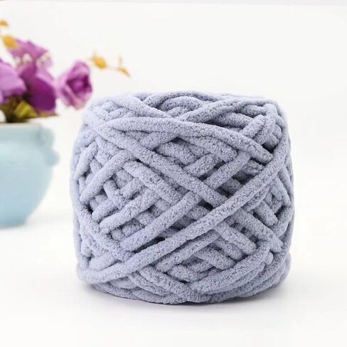 1pcs Chunky Yarn for Hand Knitting ，Chunky Chenille Yarn, Jumbo Big Thick Chunky Yarns for Crocheting, Super Bulky Chunky Knit Blanket Yarns, (25 yds Each Skein), Cream (lightgrey) in Kuwait