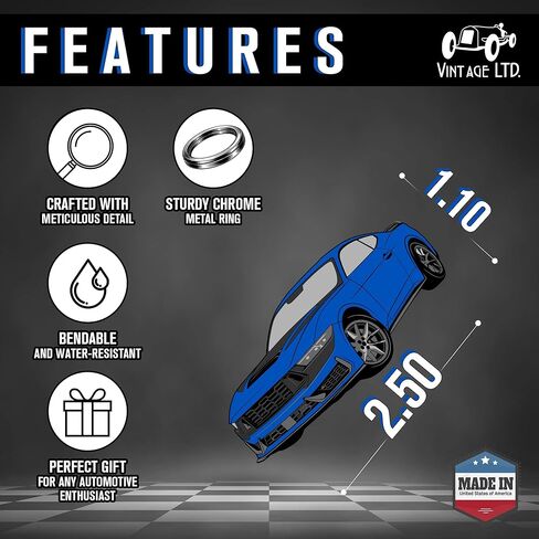 Vintage Ltd. Keychain Inspired by Ford Mustang Dark Horse – Soft Rubber Key FOB – Automotive Enthusiast Accessory – Gift for Mustang Owners (Grabber Blue) in Saudi Arabia