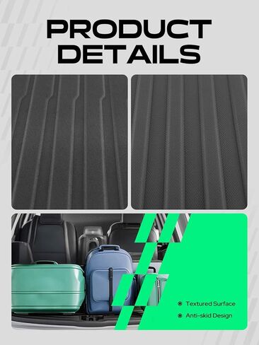 YHTAUTO Cargo Mat Compatible with Cadillac Escalade ESV & Chevrolet Suburban & GMC Yukon XL, TPE Floor Liners All-Weather Protection Custom Fit, Cargo Mat, Black in Kuwait