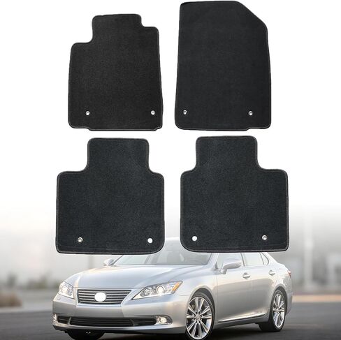 Mythoria Custom Fit Car Floor Mats Fit for Lexus ES350 2007 2008 2009 2010 2011 2012, Waterproof Velour Carpet Full Set, All-Weather Protection, Anti-Slip Backing, Odorless, Black in Saudi Arabia