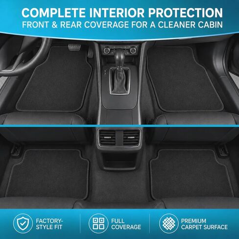 Mythoria Custom Fit Car Floor Mats Fit for Lexus ES350 2007 2008 2009 2010 2011 2012, Waterproof Velour Carpet Full Set, All-Weather Protection, Anti-Slip Backing, Odorless, Black in Saudi Arabia