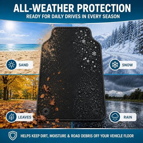 Mythoria Custom Fit Car Floor Mats Fit for Lexus ES350 2007 2008 2009 2010 2011 2012, Waterproof Velour Carpet Full Set, All-Weather Protection, Anti-Slip Backing, Odorless, Black in Saudi Arabia