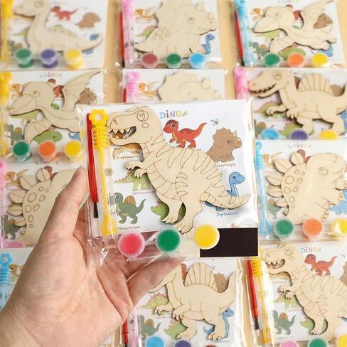 Bafeil 24 Set Safari Party Favors Jungle Animal Wooden Painting Crafts Kit with Bubble Wands - Wild Zoo Birthday Decorations Party Supplies, Goodie Bag Stuffers Gifts Classroom Prizes Pinata Filler in Saudi Arabia