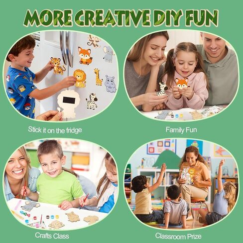 Bafeil 24 Set Safari Party Favors Jungle Animal Wooden Painting Crafts Kit with Bubble Wands - Wild Zoo Birthday Decorations Party Supplies, Goodie Bag Stuffers Gifts Classroom Prizes Pinata Filler in Saudi Arabia
