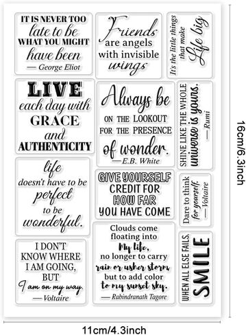 1 Sheet PVC Plastic Clear Stamps, Custom Words Themed Silicone Stamp, Silicone Transparent Rubber Stamp for DIY Scrapbooking Photo Album Decorative Cards Making, 6.3x4.33inch in Kuwait