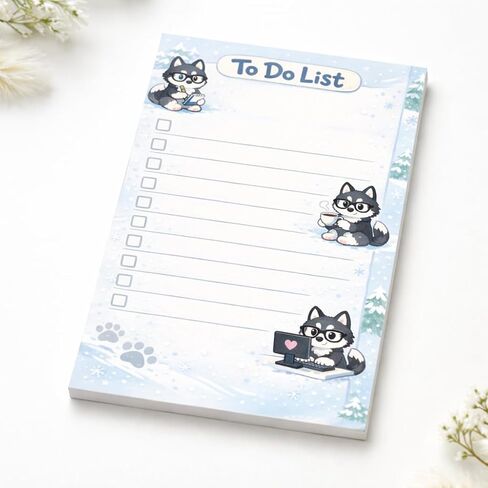 Husky Sticky Notes Gifts,50 Sheets 4x6 Inch Pet-Themed Notepad, Husky Lover Gift Dog Mom Dad Stationery Stuff Decor, Birthday Gifts for Men, Women, Office Coworker, Friend in Saudi Arabia