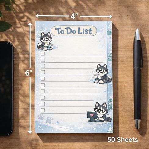 Husky Sticky Notes Gifts,50 Sheets 4x6 Inch Pet-Themed Notepad, Husky Lover Gift Dog Mom Dad Stationery Stuff Decor, Birthday Gifts for Men, Women, Office Coworker, Friend in Saudi Arabia