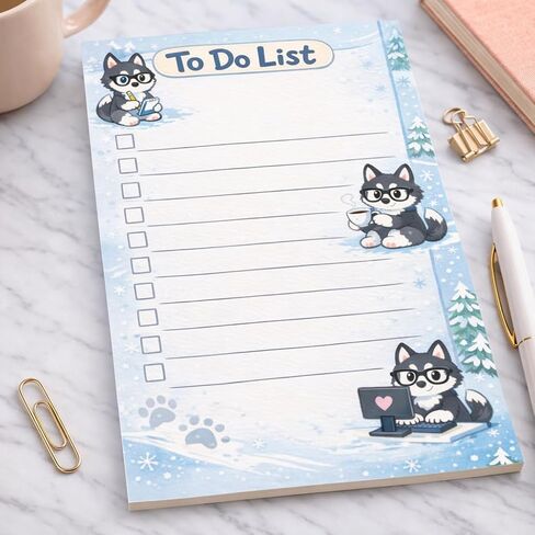 Husky Sticky Notes Gifts,50 Sheets 4x6 Inch Pet-Themed Notepad, Husky Lover Gift Dog Mom Dad Stationery Stuff Decor, Birthday Gifts for Men, Women, Office Coworker, Friend in Saudi Arabia
