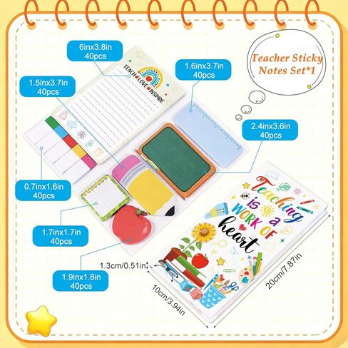 JSRQT Teacher Sticky Notes, Teacher Appreciation Gifts, Sticky Notes Bulk Stuff Stickers, Blackboard Self-Stick Writing Memo Pads Note, Notepad School Office Supplies, Teaching is A Work of Heart in Saudi Arabia