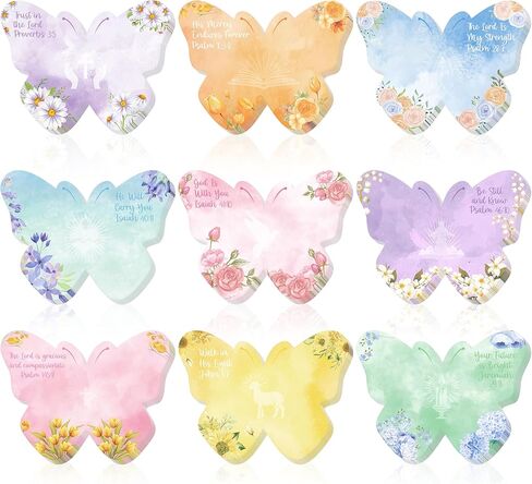 9 Pcs Bible Verse Sticky Notes Watercolor Floral Butterfly Self-Adhesive Writing Notepads Christian Inspirational Quotes Memo Pads Reminder Religious Easter Gifts for Church Office School Supplies in Saudi Arabia
