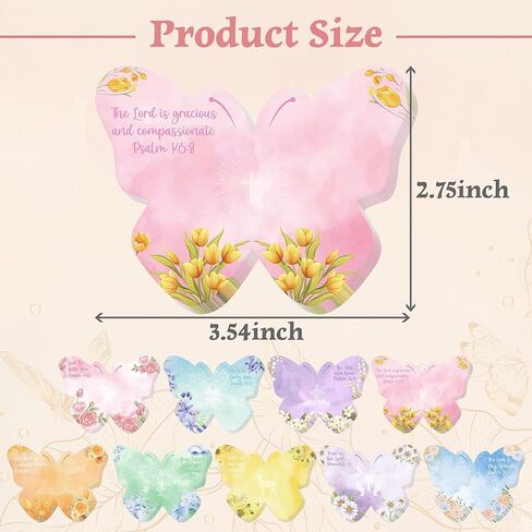 9 Pcs Bible Verse Sticky Notes Watercolor Floral Butterfly Self-Adhesive Writing Notepads Christian Inspirational Quotes Memo Pads Reminder Religious Easter Gifts for Church Office School Supplies in Saudi Arabia