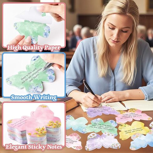 9 Pcs Bible Verse Sticky Notes Watercolor Floral Butterfly Self-Adhesive Writing Notepads Christian Inspirational Quotes Memo Pads Reminder Religious Easter Gifts for Church Office School Supplies in Saudi Arabia