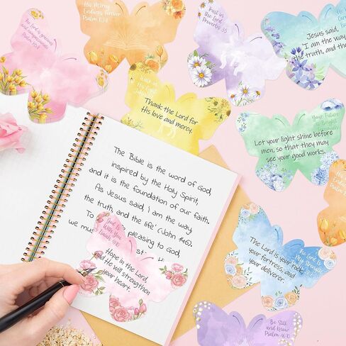 9 Pcs Bible Verse Sticky Notes Watercolor Floral Butterfly Self-Adhesive Writing Notepads Christian Inspirational Quotes Memo Pads Reminder Religious Easter Gifts for Church Office School Supplies in Saudi Arabia