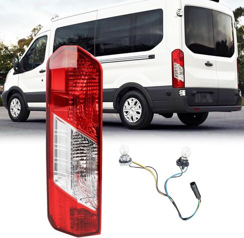 LH Tail light Assembly Fit for 2015-2025 Ford Transit 150 250 350 350HD Rear Lamp Left Driver Side Brake Lamp W/Bulbs and Harness Halogen Type W/Single Rear Wheels CK4Z13405G 166-02779L in Kuwait