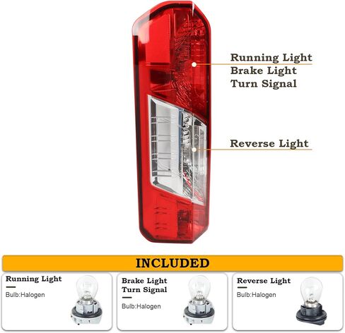 LH Tail light Assembly Fit for 2015-2025 Ford Transit 150 250 350 350HD Rear Lamp Left Driver Side Brake Lamp W/Bulbs and Harness Halogen Type W/Single Rear Wheels CK4Z13405G 166-02779L in Kuwait