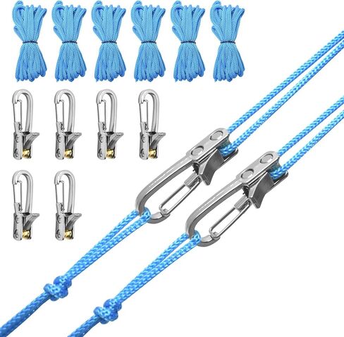 6-Pack Heavy Duty Tie Down Straps with Stainless Steel Buckle, Adjustable Utility Cords for Camping, Tent Stakes & Gear, Multipurpose Nylon Rope Set for Outdoor and Home Use in Kuwait