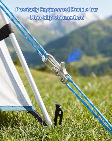 6-Pack Heavy Duty Tie Down Straps with Stainless Steel Buckle, Adjustable Utility Cords for Camping, Tent Stakes & Gear, Multipurpose Nylon Rope Set for Outdoor and Home Use in Kuwait