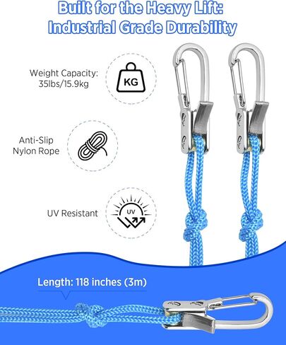 6-Pack Heavy Duty Tie Down Straps with Stainless Steel Buckle, Adjustable Utility Cords for Camping, Tent Stakes & Gear, Multipurpose Nylon Rope Set for Outdoor and Home Use in Kuwait