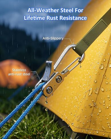 6-Pack Heavy Duty Tie Down Straps with Stainless Steel Buckle, Adjustable Utility Cords for Camping, Tent Stakes & Gear, Multipurpose Nylon Rope Set for Outdoor and Home Use in Kuwait