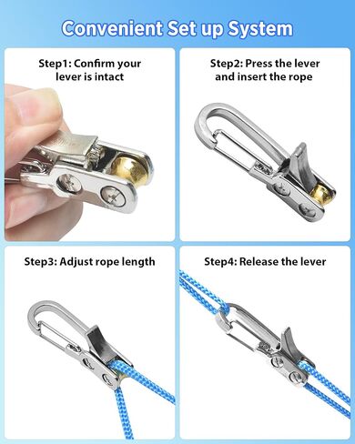 6-Pack Heavy Duty Tie Down Straps with Stainless Steel Buckle, Adjustable Utility Cords for Camping, Tent Stakes & Gear, Multipurpose Nylon Rope Set for Outdoor and Home Use in Kuwait