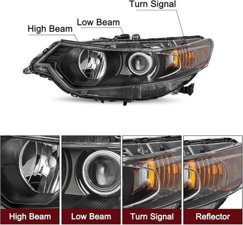 استبدال زوج مجموعة المصابيح الأمامية JSBOYAT لـ 2009-2014 Acura TSX HID/زينون/الصابورة الأمامية (مبيت أسود مع عاكس شفاف) in Kuwait