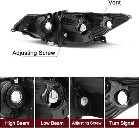 استبدال زوج مجموعة المصابيح الأمامية JSBOYAT لـ 2009-2014 Acura TSX HID/زينون/الصابورة الأمامية (مبيت أسود مع عاكس شفاف) in Kuwait