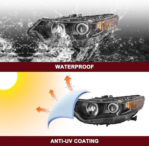 استبدال زوج مجموعة المصابيح الأمامية JSBOYAT لـ 2009-2014 Acura TSX HID/زينون/الصابورة الأمامية (مبيت أسود مع عاكس شفاف) in Kuwait