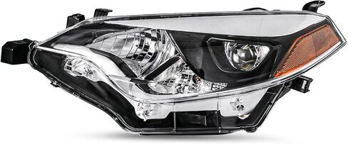 مجموعة المصابيح الأمامية SOCKIR مناسبة لـ 2014 2015 2016 Toyota Corolla Base/CE/C/LE Eco/LE/L/S Plus/S/Sedan، جهاز عرض LED ذو 4 أبواب بديل للمصابيح الأمامية غطاء أسود مع عاكس كهرماني in Kuwait