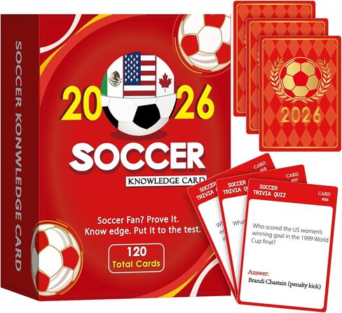 2026 Soccer Trivia Card Game, 120 Soccer Knowledge Q&A Deck with Answers Included, Rules History Tactics Skills Quiz Cards for Game Night, Parties, Team Activities, and Gifts in Saudi Arabia