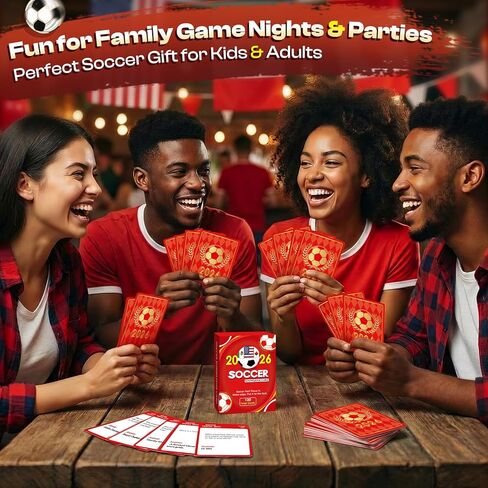 2026 Soccer Trivia Card Game, 120 Soccer Knowledge Q&A Deck with Answers Included, Rules History Tactics Skills Quiz Cards for Game Night, Parties, Team Activities, and Gifts in Saudi Arabia