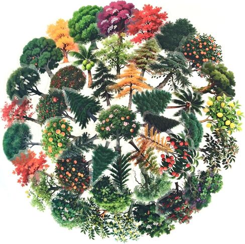Forest Tree Stickers - 56 Pcs Clear PET Plant Stickers for Scrapbook, Journal, Junk Journal, Collage - Waterproof Transparent for Resin, Craft & Scrapbook Supplies in Kuwait