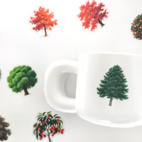 Forest Tree Stickers - 56 Pcs Clear PET Plant Stickers for Scrapbook, Journal, Junk Journal, Collage - Waterproof Transparent for Resin, Craft & Scrapbook Supplies in Kuwait