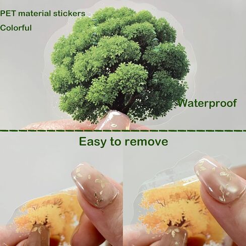 Forest Tree Stickers - 56 Pcs Clear PET Plant Stickers for Scrapbook, Journal, Junk Journal, Collage - Waterproof Transparent for Resin, Craft & Scrapbook Supplies in Kuwait