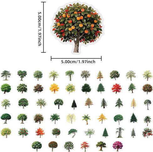 Forest Tree Stickers - 56 Pcs Clear PET Plant Stickers for Scrapbook, Journal, Junk Journal, Collage - Waterproof Transparent for Resin, Craft & Scrapbook Supplies in Kuwait