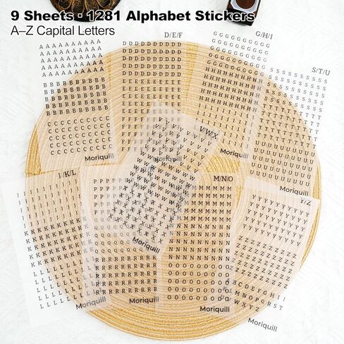 1281pcs Tiny A–Z Alphabet PET Stickers, 9 Sheets, 5mm Black Capitals - Pre-Cut Labels, Water-Resistant, 10mm Punch Margin for Scrapbook Pages, Journals, Planners, Gift Tags and Cards in Saudi Arabia