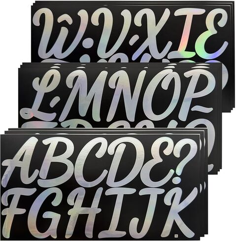 2.5 Inch Vinyl Alphabet Laser Stickers,12 Sheets Self Adhesive Letter Symbol Stickers for Wedding,Outdoors,Bulletin Board and Car - Gold in Saudi Arabia