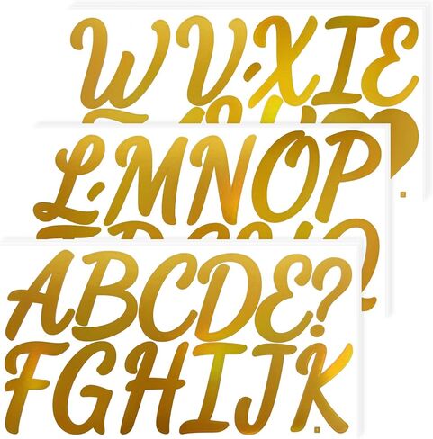 2.5 Inch Vinyl Alphabet Laser Stickers,12 Sheets Self Adhesive Letter Symbol Stickers for Wedding,Outdoors,Bulletin Board and Car - Gold in Kuwait