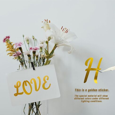 2.5 Inch Vinyl Alphabet Laser Stickers,12 Sheets Self Adhesive Letter Symbol Stickers for Wedding,Outdoors,Bulletin Board and Car - Gold in Kuwait