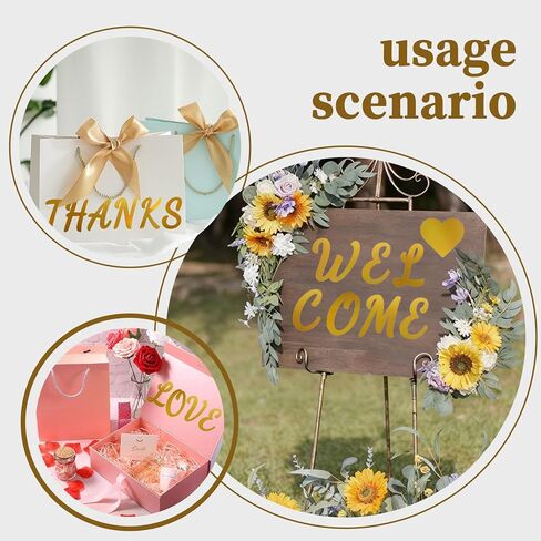 2.5 Inch Vinyl Alphabet Laser Stickers,12 Sheets Self Adhesive Letter Symbol Stickers for Wedding,Outdoors,Bulletin Board and Car - Gold in Kuwait