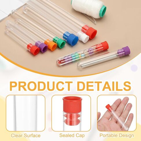 PATIKIL 3.9" Length Plastic Sewing Needle Storage Holder, 16 Pcs Portable Embroidery Needle Clear Pin Toothpick Storage Tubes Case for Craft Knitting, Red in Kuwait