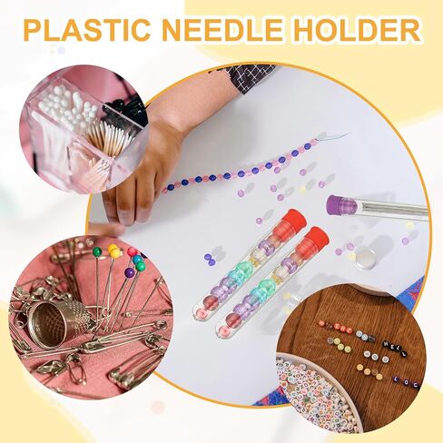 PATIKIL 3.9" Length Plastic Sewing Needle Storage Holder, 16 Pcs Portable Embroidery Needle Clear Pin Toothpick Storage Tubes Case for Craft Knitting, Red in Kuwait