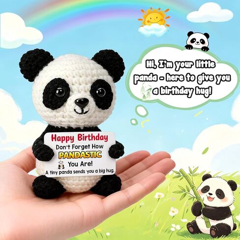 Birthday Gifts for Teen Girls - Happy Birthday, Unique Funny Crochet Pandastic Panda Bday Decorations Gifts Ideas for Girls Boys Teens Daughter Son Sister Best Friend Coworker in Kuwait