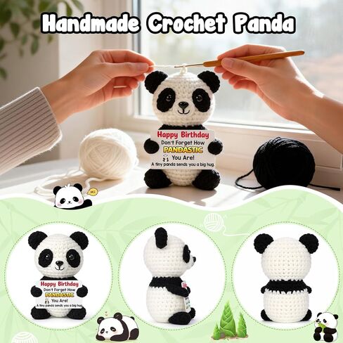Birthday Gifts for Teen Girls - Happy Birthday, Unique Funny Crochet Pandastic Panda Bday Decorations Gifts Ideas for Girls Boys Teens Daughter Son Sister Best Friend Coworker in Kuwait