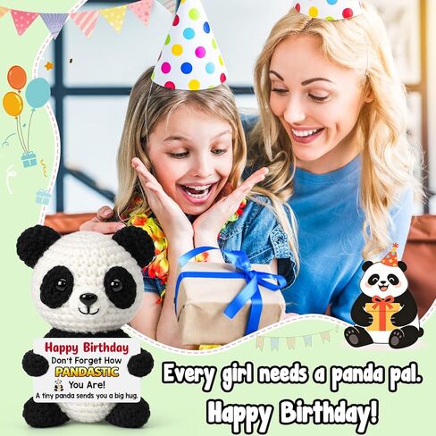Birthday Gifts for Teen Girls - Happy Birthday, Unique Funny Crochet Pandastic Panda Bday Decorations Gifts Ideas for Girls Boys Teens Daughter Son Sister Best Friend Coworker in Kuwait